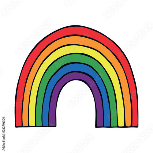 Colorful rainbow shape Gay pride flag Happy pride day LGBTQ community Pride Month Vector hand drawn doodle for posters, stickers, logo, cards