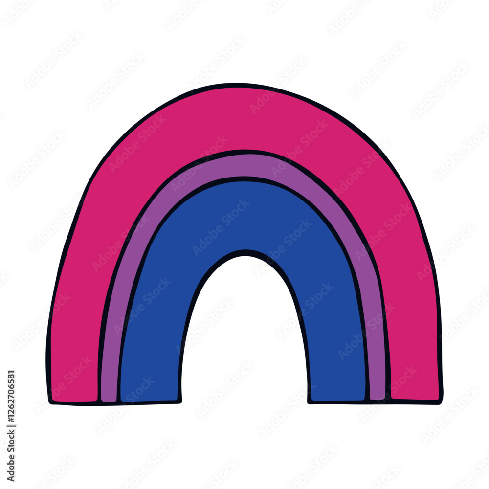 Colorful rainbow shape Bisexual pride flag Happy pride day LGBTQ community Pride Month Vector hand drawn doodle for posters, stickers, logo, cards Colorful rainbow shape Bisexual pride flag Happy pride day LGBTQ community Pride Month Vector hand drawn doodle for posters, stickers, logo, cards