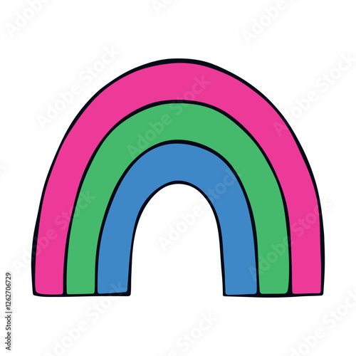 Colorful rainbow shape Polysexual pride flag Happy pride day LGBTQ community Pride Month Vector hand drawn doodle for posters, stickers, logo, cards