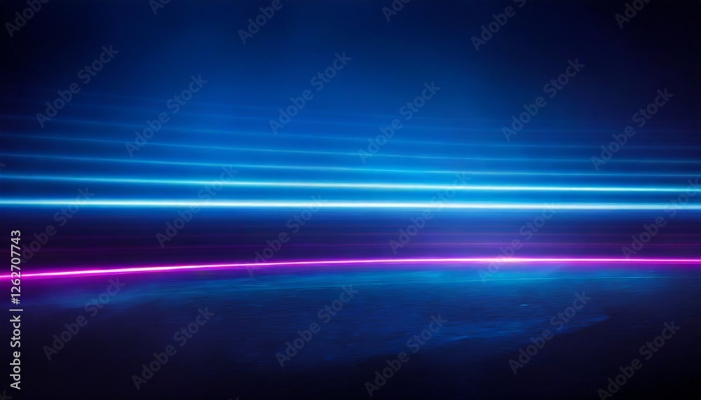 Obraz premium Dark blue abstract gradient background with ultraviolet neon glow, blurry light lines and waves