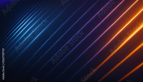 Dark blue abstract gradient background with ultraviolet neon glow, blurry light lines and waves