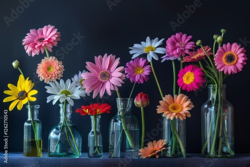 Wallpaper Mural Vibrant Daisy Blooms in Glass Vases Torontodigital.ca