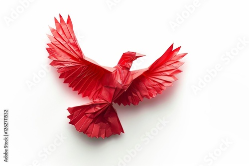 Elegant Red Origami Bird photo