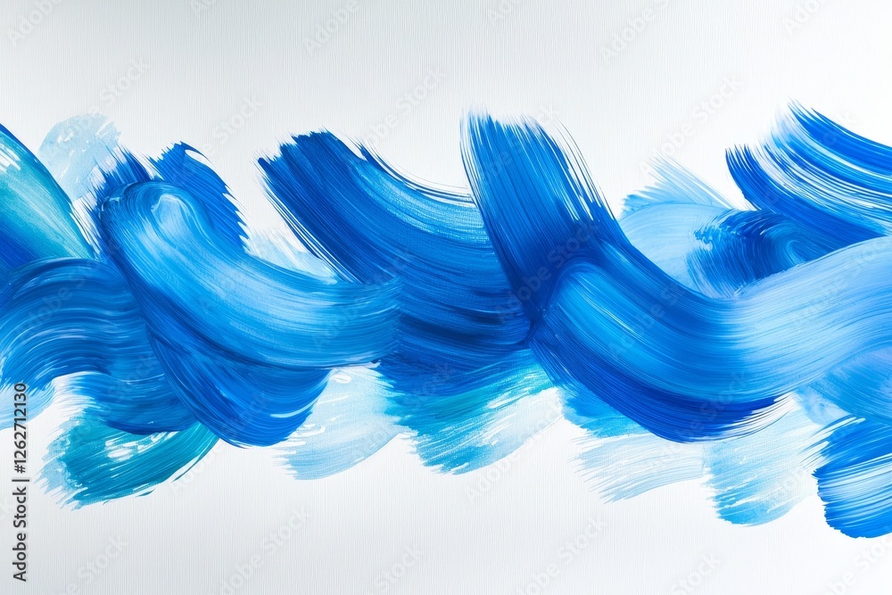 Fototapeta premium Watercolor depiction of a sky in blue hues, interspersed with clouds