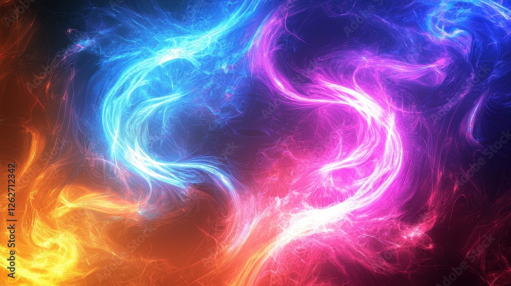 Obraz premium Vibrant Abstract Light Trails in Colorful Swirls and Waves