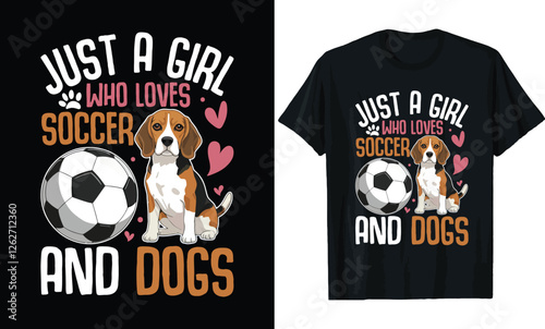 Soccer Girl & Dog Lover T-Shirt Design