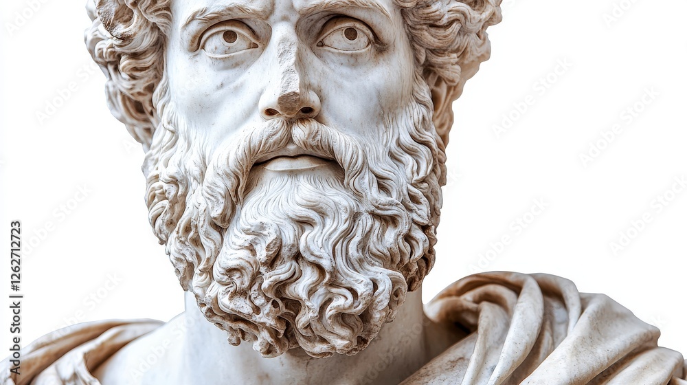 Obraz premium Detailed facial features of an ancient sculptural art piece are depicted in this image, illustrating the precision and emotion embodied in this classic artistry.