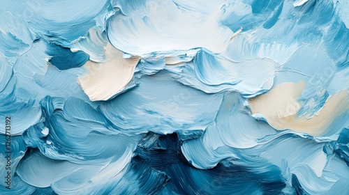Wallpaper Mural Abstract painting showing thick brushstrokes of blue and white shades Torontodigital.ca