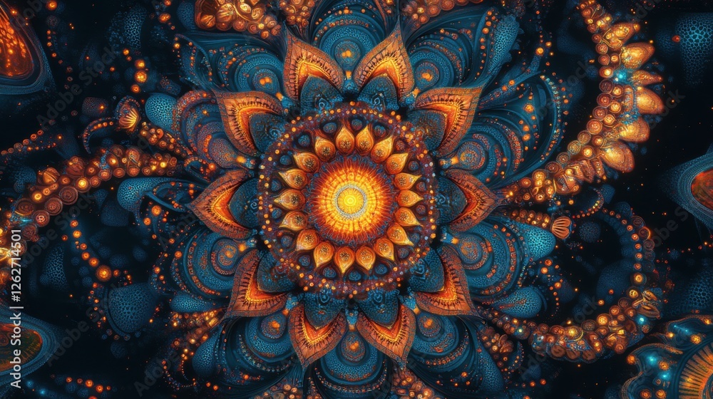 Intricate Blue Orange Mandala Abstract Art Design Intricate Blue Orange Mandala Abstract Art Design