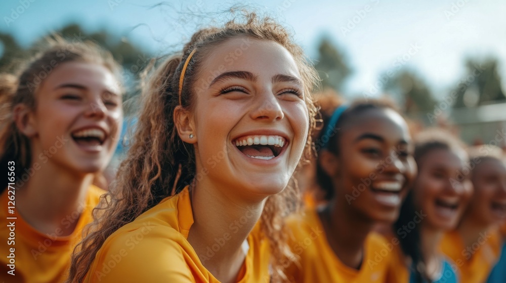 Fototapeta premium Joyful Diverse Group of Young Women Laughing Outdoors