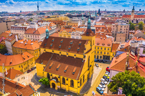 Photography A stunning aerial drone view of Hastalske Square in Prague, Czech Republic, showcasing St