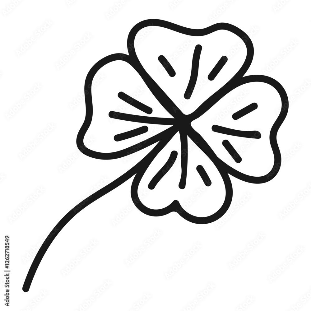 Children's drawings. A beautiful hand-drawn four-leaf clover. Hand-drawn vector illustration Children's drawings. A beautiful hand-drawn four-leaf clover. Hand-drawn vector illustration
