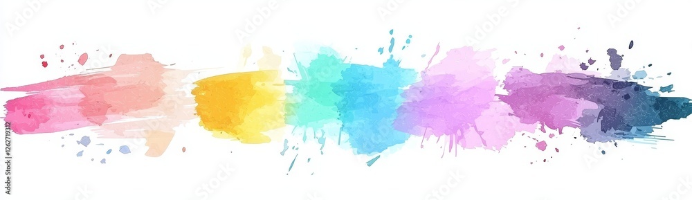 Obraz premium A set of watercolor circles in a bold, multicolored style, painted on a white background. This hand-drawn splash has a transparent background.