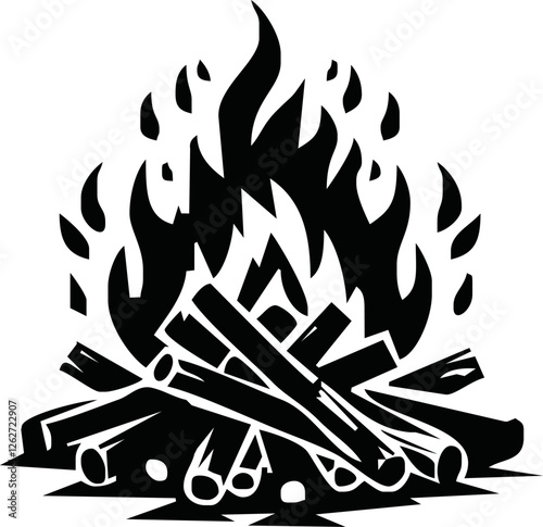 Campfire / bonfire flat vector icon for travel apps and websites