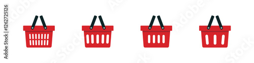 Shopping basket icon. Supermarket cart sign. Isolated checkout sign. Shopping basket vector set.