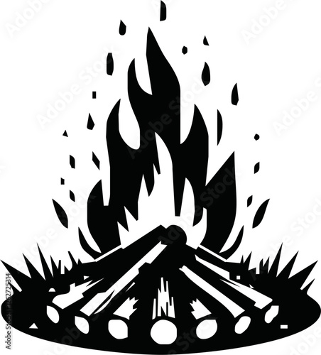 Campfire / bonfire flat vector icon for travel apps and websites
