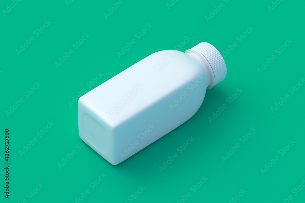 One bottle for juice on green background. Plastic container for liquid product. Blank packaging for beverage. 3d render One bottle for juice on green background. Plastic container for liquid product. Blank packaging for beverage. 3d render