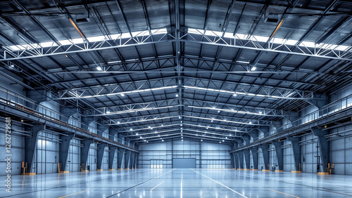 huge empty industrial warehouse . Generative AI