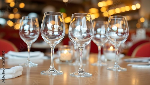 Wallpaper Mural Empty glasses set on the table in a restaurant Torontodigital.ca