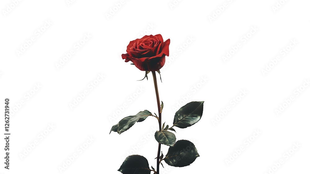 Fototapeta premium a single red rose on a transparent background, PNG image, PNG file, Generative art.