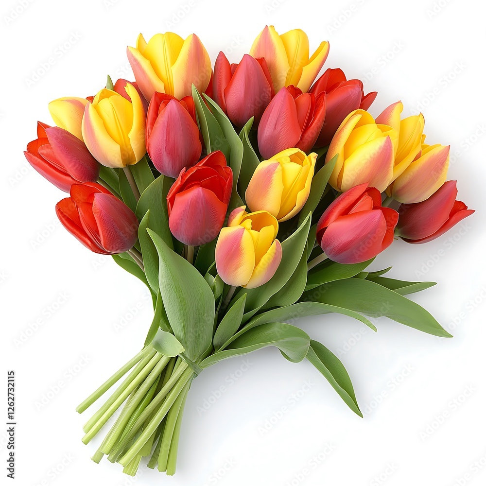 Tulip flowers with red and yellow Hues on white background. Tulip flowers with red and yellow Hues on white background.