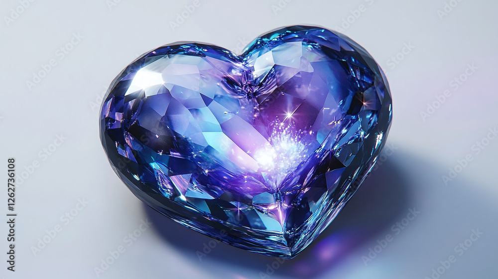 A brilliant, heart-shaped gemstone with mesmerizing blue and purple hues radiates light and elegance, symbolizing love and preciousness. A brilliant, heart-shaped gemstone with mesmerizing blue and purple hues radiates light and elegance, symbolizing love and preciousness.