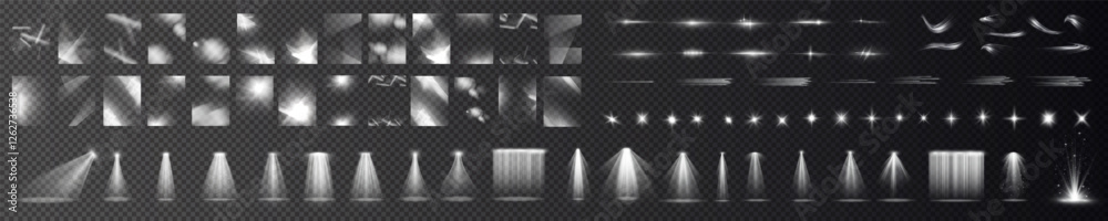 Shine shiny lens spotlight, sunlight spark sun rays, ray twirl vector wave, effect light sparkle line, png glow flare white abstract backdrop, background beam curve. 