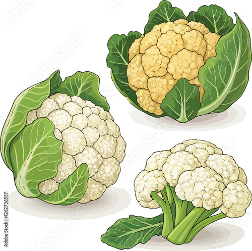 Cauliflower in isolated white background illustration vector design, Cauliflower vector design