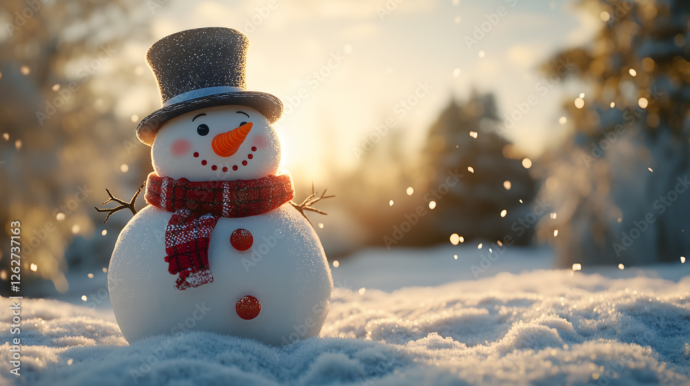 Obraz premium Festive Winter Snowman Scene