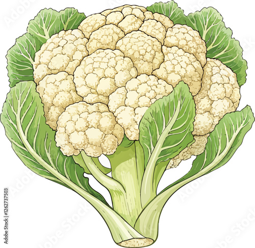 Cauliflower in white background illustration vector design, Cauliflower vector design