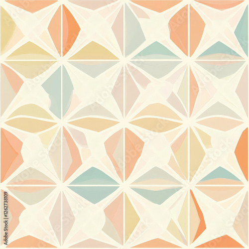 A contemporary Islamic pattern with modern minimalistic geometric lines in subtle pastel tones