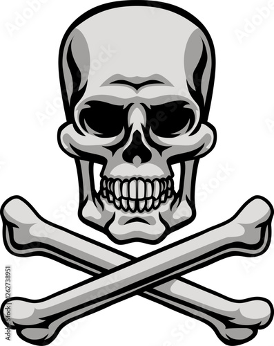 A skull and crossbones pirate jolly roger grim reaper cartoon