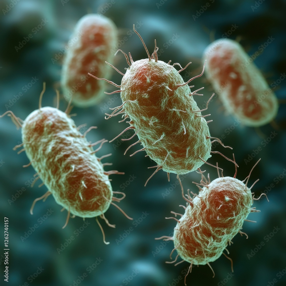 Fototapeta premium Microscopic view of bacteria in vibrant detail.