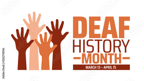 Deaf History Month background banner or poster design template. observed every year in March. Holiday concept. Use to any Template, card, poster, placard, template.