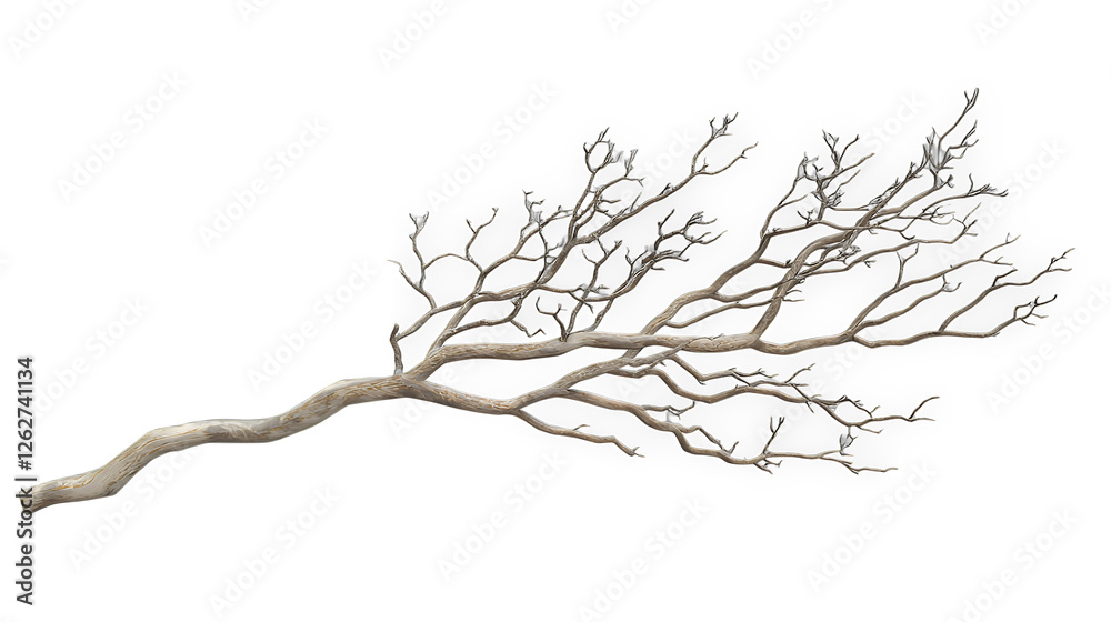 Obraz premium a dead tree with white branches on a transparent background, PNG image, PNG file, Generative art.