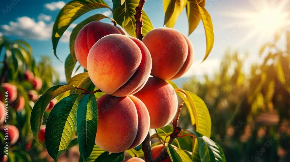 bunch of peaches on peach tree