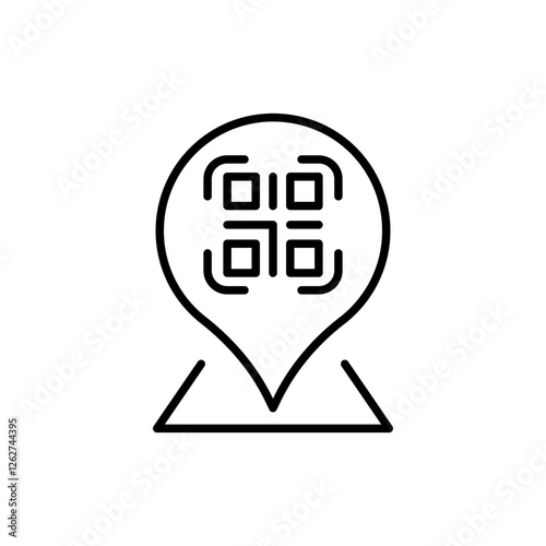QR code location outline icons, minimalist vector illustration ,simple transparent graphic element .Isolated on white background