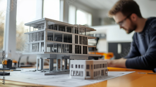 Architectural model showcase design studio photography creative workspace close-up innovative concepts photo