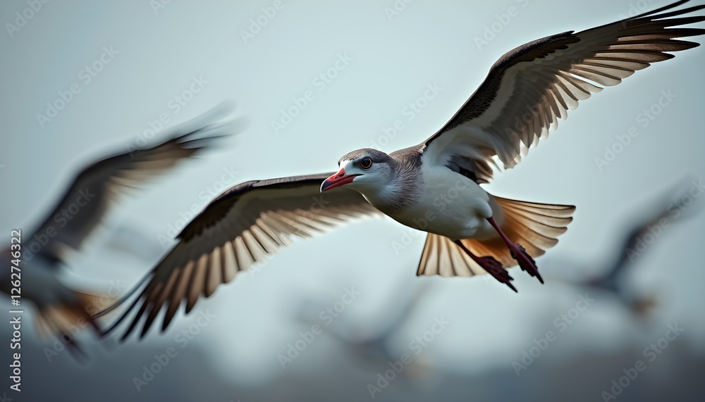 Obraz premium Close-up of a bird in flight with wings spread wide