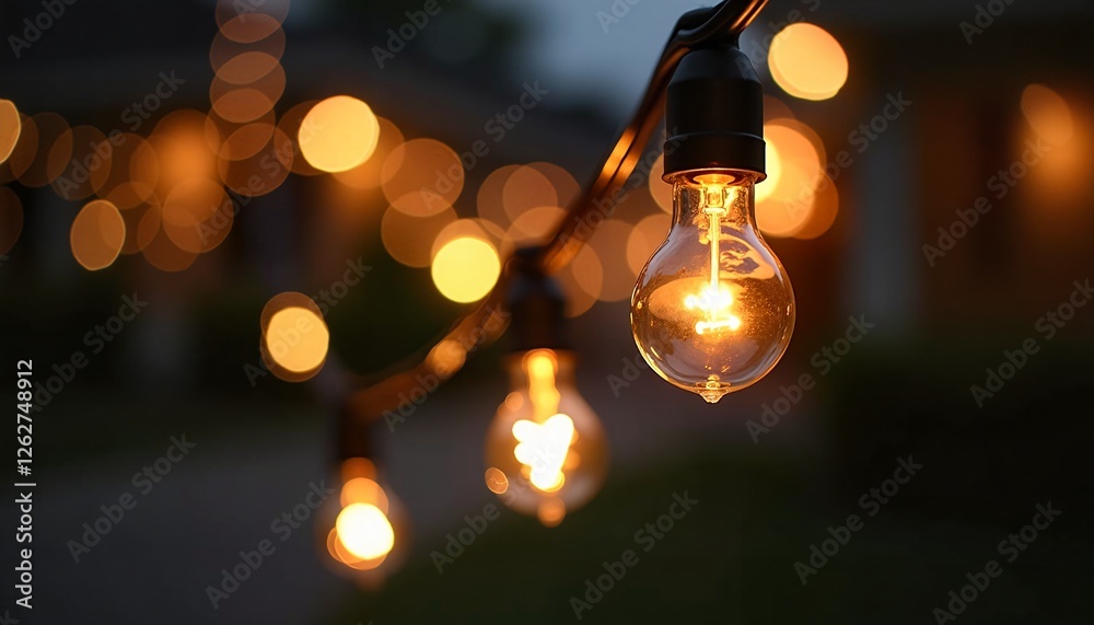 Warm Edison String Lights in Bokeh Ambiance Warm Edison String Lights in Bokeh Ambiance