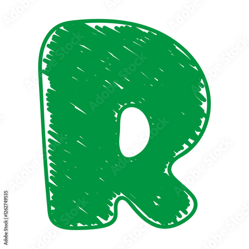 The letter R of the English alphabet. A children's alphabet with hand-drawn letters. The ABC
