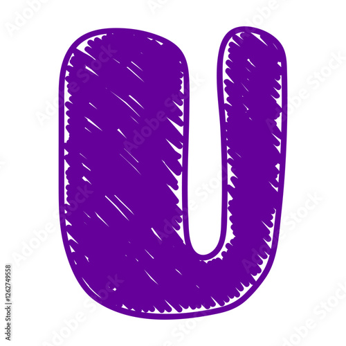 The letter U of the English alphabet. A children's alphabet with hand-drawn letters. The ABC