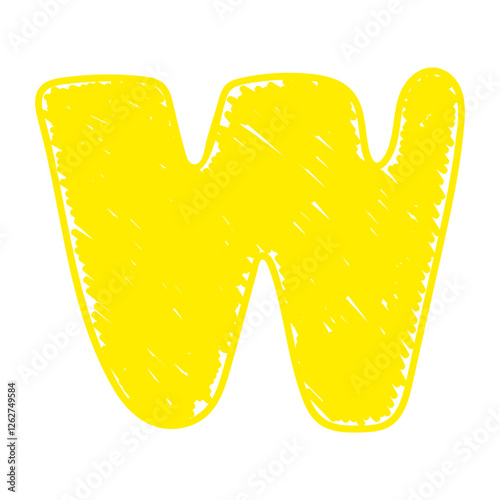 The letter W of the English alphabet. A children's alphabet with hand-drawn letters. The ABC
