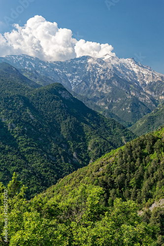 Landscape at the area of Mt Olympus, the highest mountain of Greece in Spring