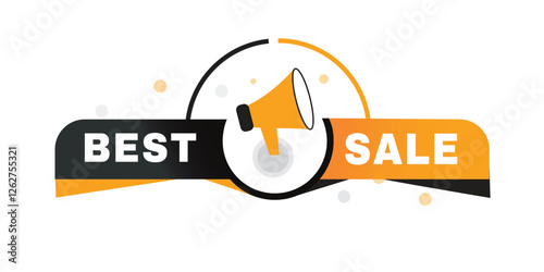 Best sale, label poster icon megaphone icon. Modern banner for web and advertising. Vector isolated.
