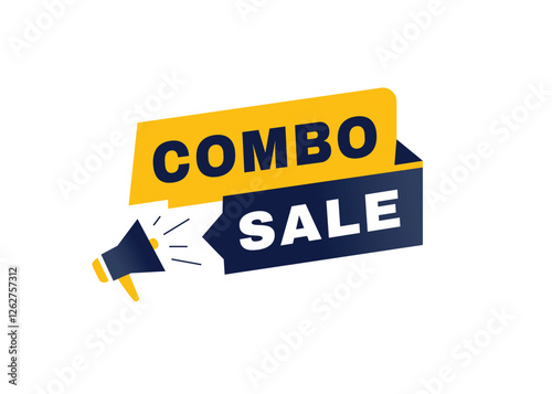 Combo sale label or tag, vector banner element. modern design with megaphone icon.