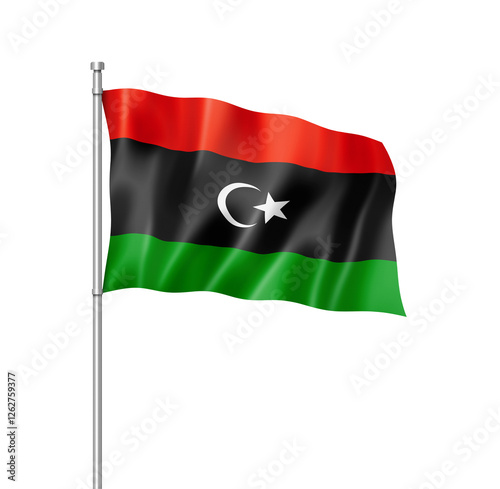 Libyan flag isolated on white