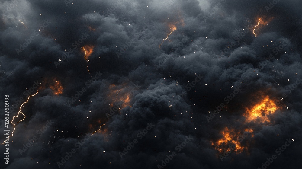 Fototapeta premium 3D illustration of a thunderstorm in the sky with lightning. Natural disaster.