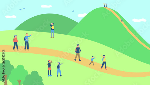 ハイキングをする人のイラスト