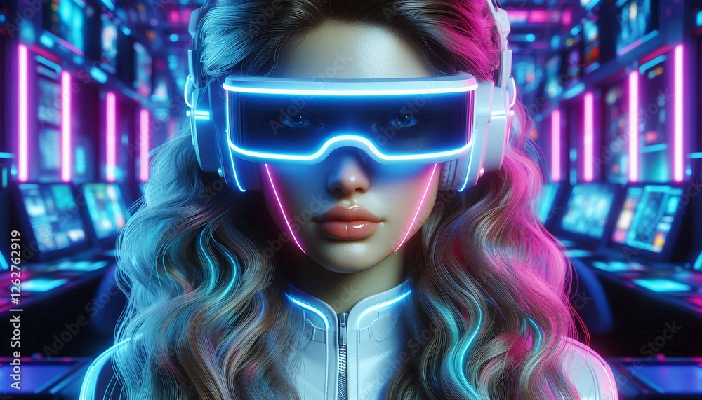 Futuristic VR Experience – Neon Cyber Reality. Futuristic VR Experience – Neon Cyber Reality.